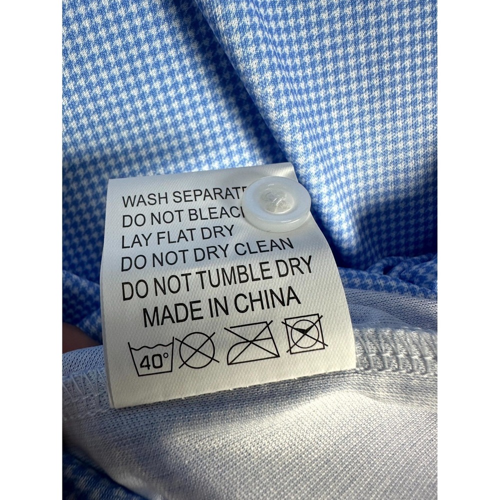Collars Co Polo Shirt Mens 3XL Blue Micro Houndstooth Performance Office New - Picture 7 of 7